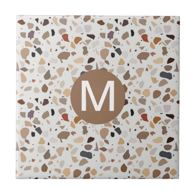 Monogram Terrazzo Moderner Stone-Look Fliese (Vorderseite)