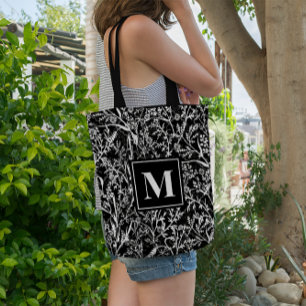 Monogram Text Floral Blume Graustufen