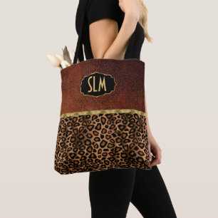 Monogram Textur Brown and Leopard Muster