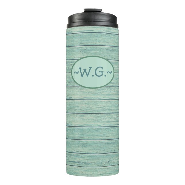 Monogram Thermal TumbDriftwood Beach Design.Jade Thermosbecher (Vorderseite)