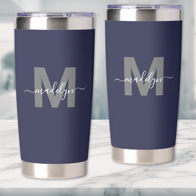 Monogram Thermobecher (Navy Blue Name Monogram Insulated Tumbler )