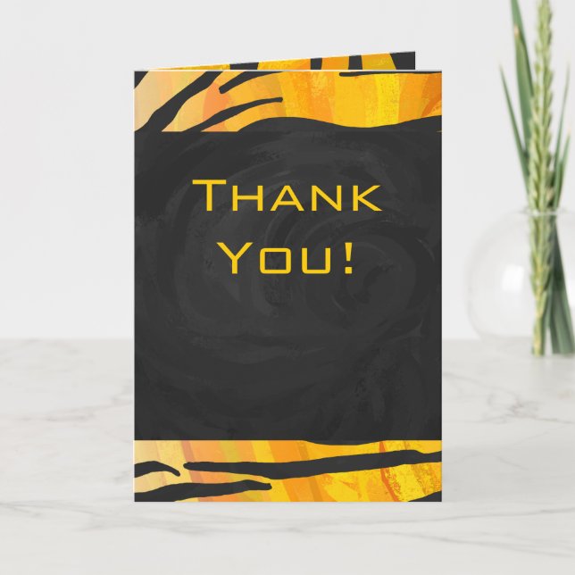 Monogram Tiger Black and Orange Print Pattern Karte (Vorderseite)
