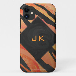 Monogram Tiger Hot Orange und Schwarz Print Muster iPhone 11 Hülle