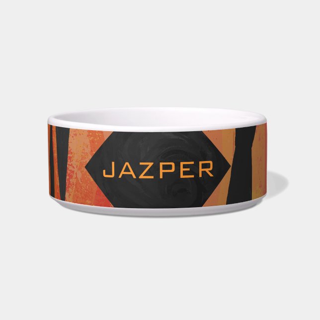 Monogram Tiger Hot Orange und Schwarz Print Muster Napf (Vorderseite)