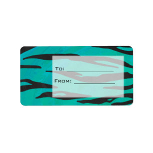 Monogram Tiger Schwarz und Aquamarines Druckmuster Adressaufkleber