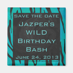 Monogram Tiger Schwarz und Aquamarines Druckmuster Magnet