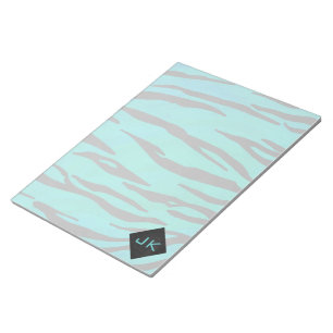 Monogram Tiger Schwarz und Aquamarines Druckmuster Notizblock