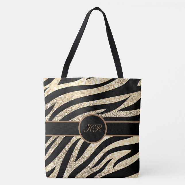 Monogram Tiger Stripe Golden Glitzer Girly (Vorderseite)