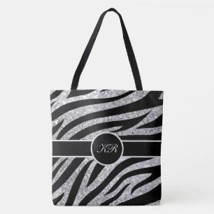 Monogram Tiger Stripe Silver Glitzer Sparkle Girly