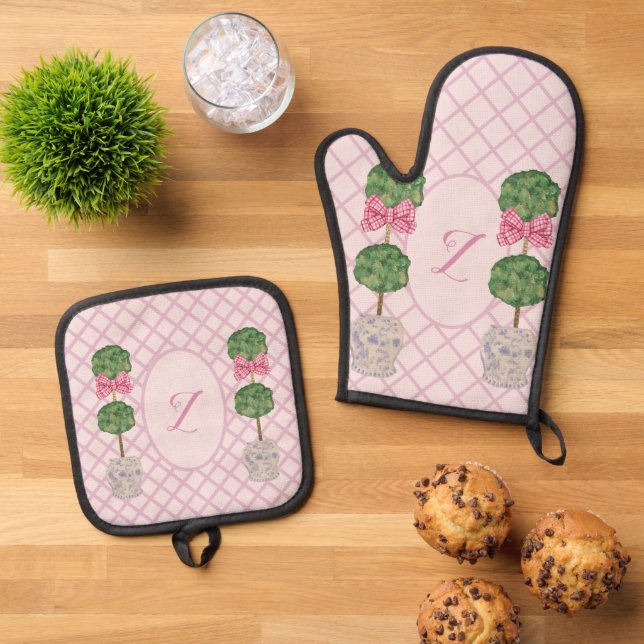 Monogram Topiary ginger Jar Ofenhandschuh & Topflappen-Set (Oben Unten)