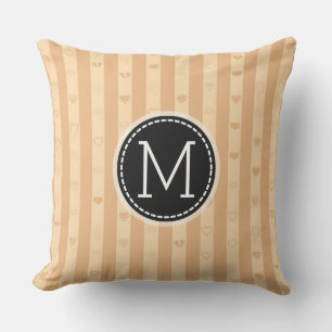 Monogram Toskanische Streifen Modernes Herzmuster Kissen