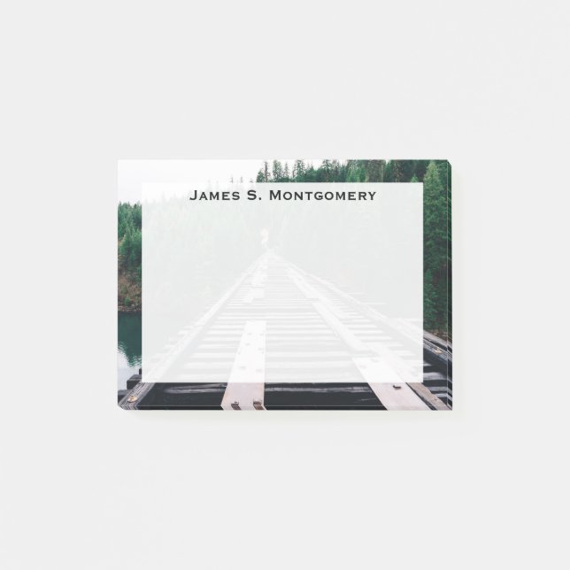 Monogram Traffic Railroad Tracks Green Woods Water Post-it Klebezettel (Vorderseite)