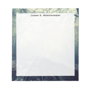 Monogram Traffic Railroad Tracks Winter Snow Fog Notizblock