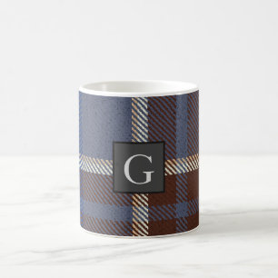 Monogram Trauzeugen Trauzeuge Blue Gray Tartan Bla Kaffeetasse