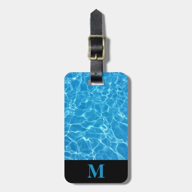 Monogram Travel Blue Pool Water Gepäckanhänger (Vorderseite vertikal)