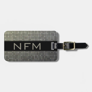 Monogram Travel Faux Small Grunge Metall Quadrate Gepäckanhänger