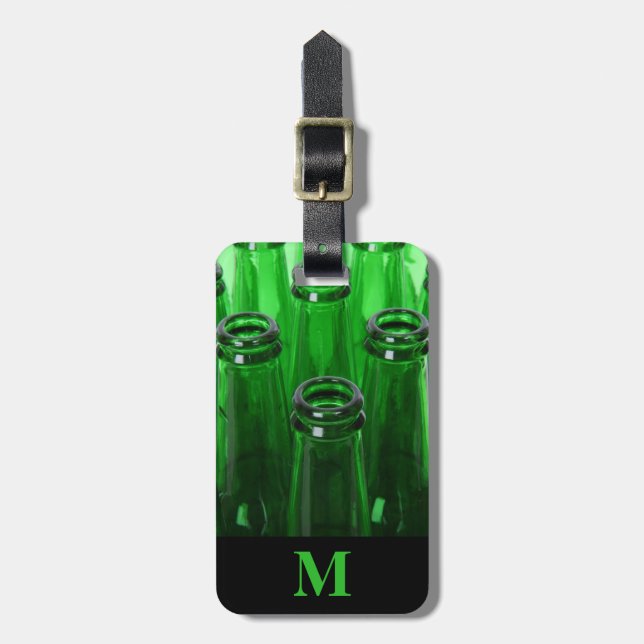 Monogram Travel Green Beer Flaschen Gepäckanhänger (Vorderseite vertikal)