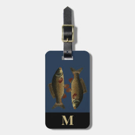 Monogram Travel Grey Green Carp Fish Gepäckanhänger