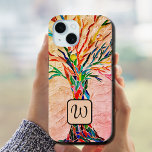 Monogram Tree of Life Mosaic Case-Mate iPhone Hülle<br><div class="desc">Dieses iPhone-Gehäuse ist mit einem farbenfrohen Mosaikbaum aus Lebensdesign auf einem rustikalen beigen Hintergrund dekoriert. Einfach mit Ihrem Monogramm anpassbar. Macht ein großartiges persönliches Geschenk. Original Mosaik © Michele Davies.</div>