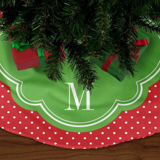 Monogram-Tree-Rock der Chic Dots-Familie Polyester Weihnachtsbaumdecke (Von Creator hochgeladen)