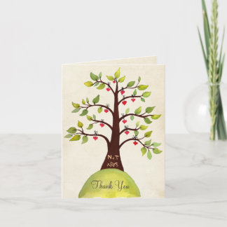 Monogram Tree Watercolor Spring Danke Karte