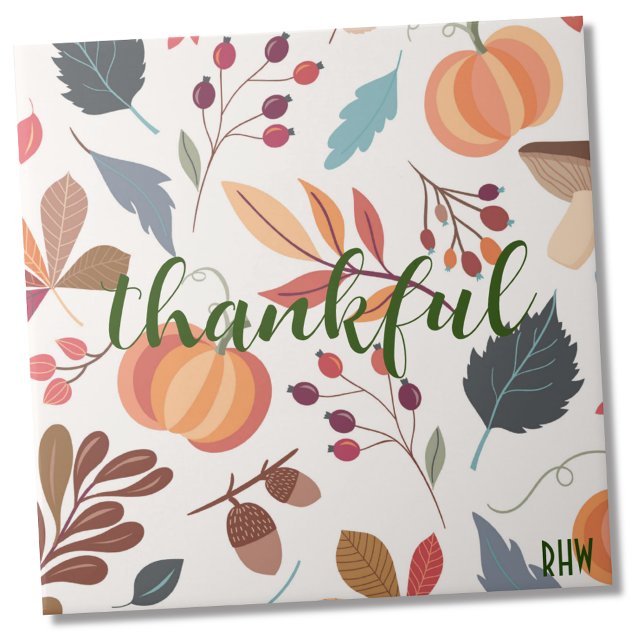 Monogram Trendy Autumn Pattern 6x6 Keramik Tile Fliese (Von Creator hochgeladen)