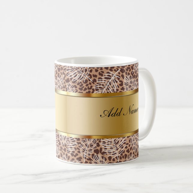 Monogram Trendy Coffee Mugs Leopard Muster Kaffeetasse (VorderseiteRechts)
