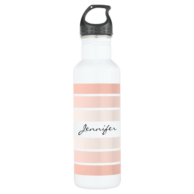 Monogram Trendy Coral Pastel Water Flasche Edelstahlflasche (Vorderseite)