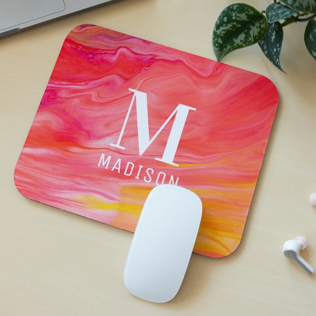 Monogram Trendy Modern Girly Chic Abstrakt Stylish Mousepad (Von Creator hochgeladen)