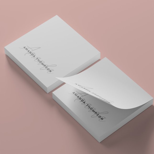 Monogram-Trendy modern Personalisiert mit Namen Post-it Klebezettel (Von Creator hochgeladen)