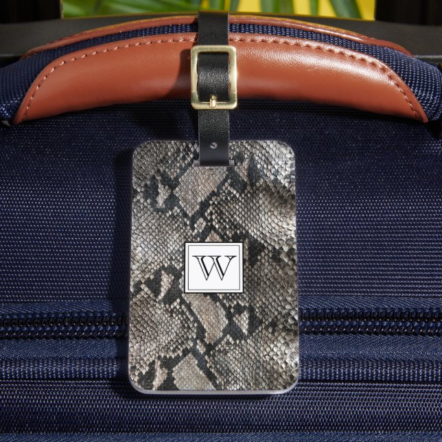 Monogram Trendy Snake Skin - Rich Elegant Mode Gepäckanhänger (Vorderseite Insitu 2)