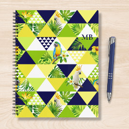 Monogram Trendy Tropical Cockatop Floral Notizbuch