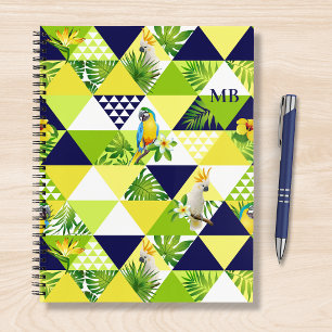 Monogram Trendy Tropical Cockatop Floral Notizbuch