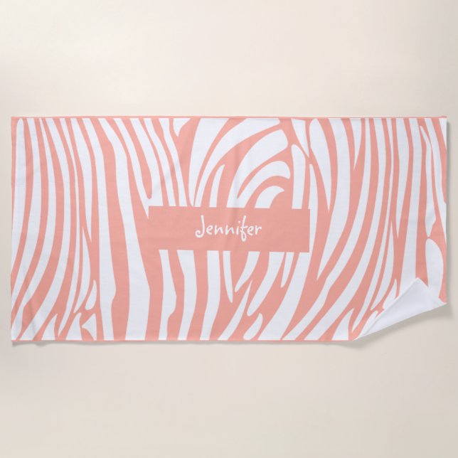 Monogram Trendy Zebra Muster personalisieren Vorla Strandtuch (Vorderseite)