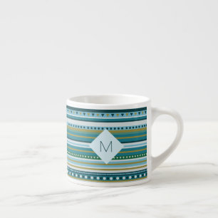 Monogram Tribal Aquamarin Blue Pattern Espresso Ta Espressotasse