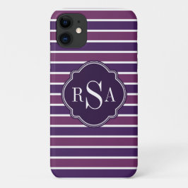 Monogram Trio Royal Lila Stripes Muster Case-Mate iPhone Hülle