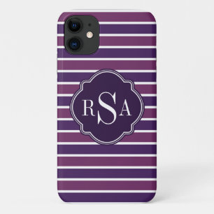 Monogram Trio Royal Lila Stripes Muster Case-Mate iPhone Hülle