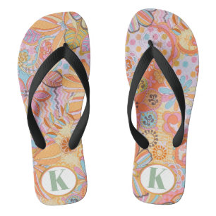 Monogram Trippy Nostalgic Floral Mood Flip Flops