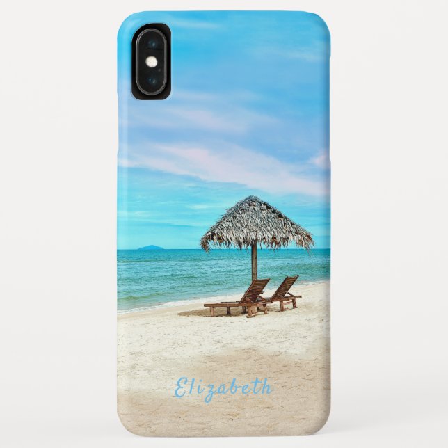 Monogram Tropical Beach Scene Case-Mate iPhone Hülle (Rückseite)