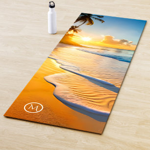 Monogram Tropical Beach Waves Sunset Yogamatte