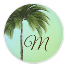 Monogram Tropical Palm Elegant Stilvoll Grün Keramikknauf