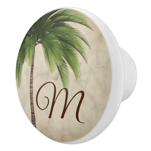 Monogram Tropical Palm Elegant Stilvoll Keramikknauf (Rechts)