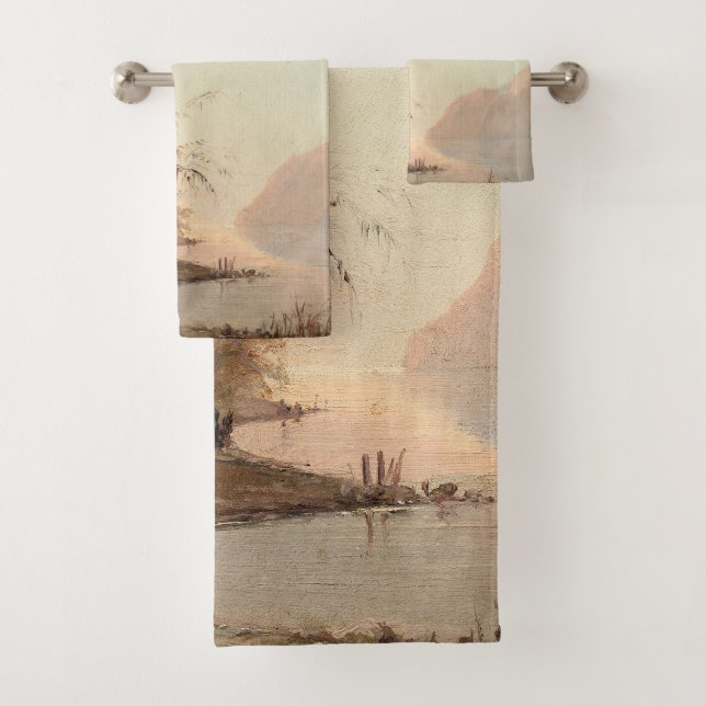 Monogram Tropical Palm Tree Vintag Elegant Badhandtuch Set (Insitu)