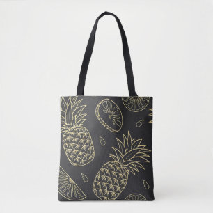 Monogram Tropical Pineapple Girly Gold Schwarz