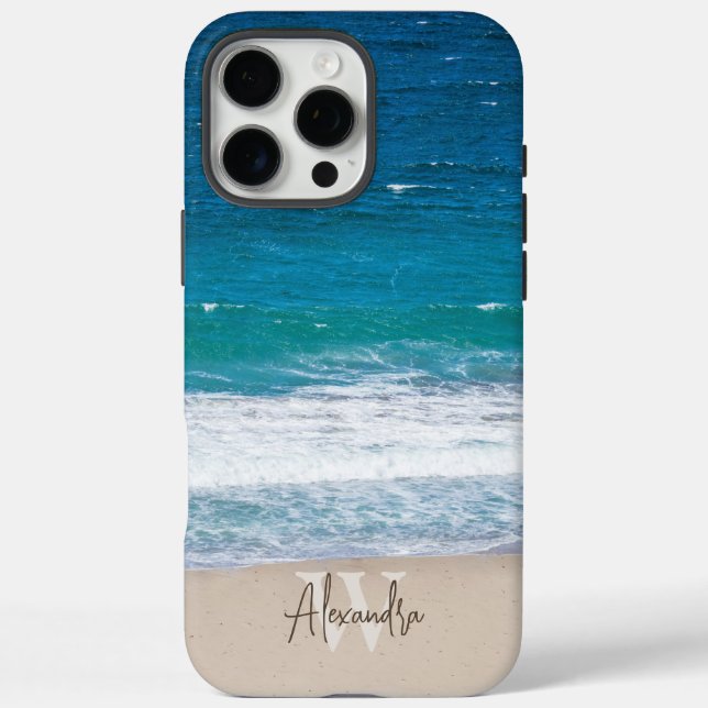 Monogram Tropical Sandstrand Personalisiert Case-Mate iPhone Hülle (Rückseite)