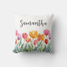 Monogram Tulips Frühlingsblumen farbenfroh und frö Kissen