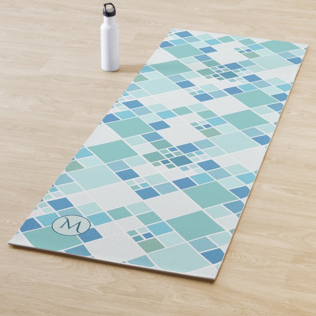 Monogram Türkis Aquamarin Pattern Yogmata Yogamatte (Beispiel)