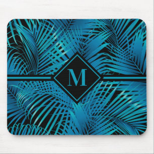 Monogram Türkis Black Palms Mousepad
