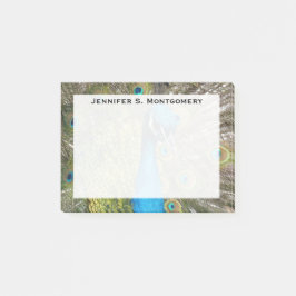 Monogram Turquoise Blue Lime Green Peacock Feaathe Post-it Klebezettel