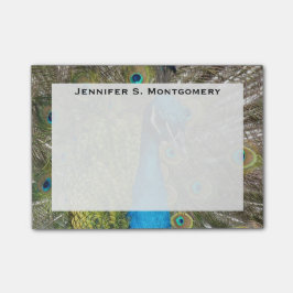 Monogram Turquoise Blue Lime Green Peacock Feaathe Post-it Klebezettel